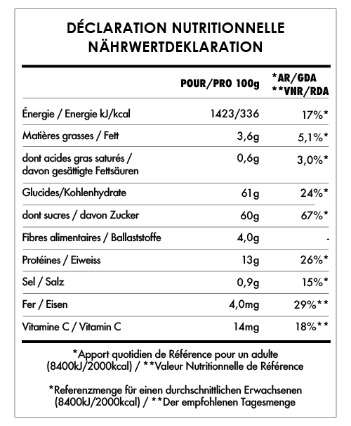Tabela Nutricional - Baies biologiques de Goji